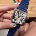 High Quality Replica Ladies Franck Muller Master Square White Face Blue Leather Strap Watch 36mm